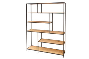 Invicta Kovová knihovna SLIM LINE 185x135 dub cm